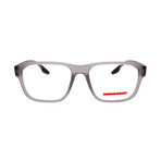 Prada // Mens // PS04NV 14C1O1 Square Optical Glasses // Grey Translucent Rubber + Clear Demo Lenses