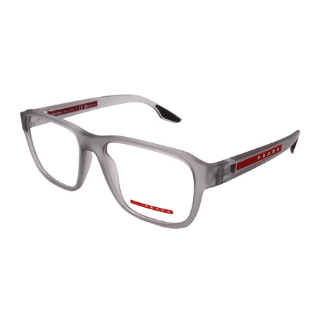 Prada // Mens // PS04NV 14C1O1 Square Optical Glasses // Grey Translucent Rubber + Clear Demo Lenses