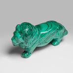 Genuine Polished Malachite Lion Carving // 1.3 lbs