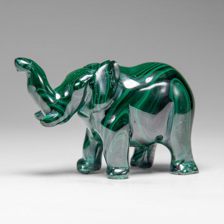 Genuine Polished Malachite Elephant Carving // 197.4 g