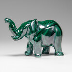 Genuine Polished Malachite Elephant Carving // 197.4 g