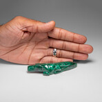 Genuine Polished Malachite Alligator Carving