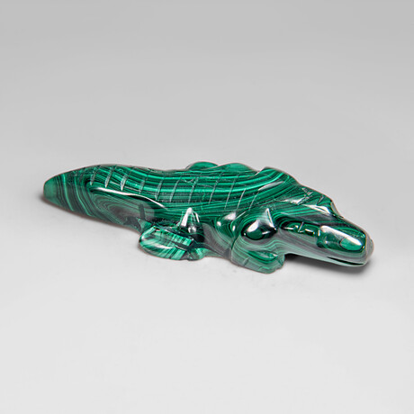 Genuine Polished Malachite Alligator Carving // 101.2 g