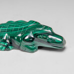 Genuine Polished Malachite Alligator Carving