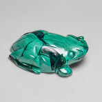 Genuine Polished Malachite Frog Carving // 228.6 g