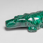 Genuine Polished Malachite Alligator Carving