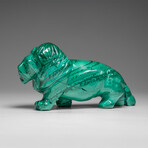 Genuine Polished Malachite Lion Carving // 1.3 lbs