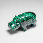 Genuine Polished Malachite Hippo Carving // 355.8 g