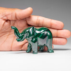Genuine Polished Malachite Elephant Carving // 197.4 g