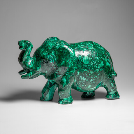 Genuine Large Polished Malachite Elephant Carving // 9 lbs