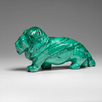 Genuine Polished Malachite Lion Carving // 1.3 lbs