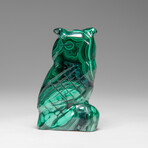 Genuine Polished Malachite Owl Carving // 135.4 g