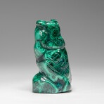 Genuine Polished Malachite Owl Carving // 135.4 g