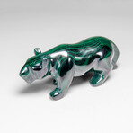 Genuine Polished Malachite Panther Carving // 192.2 g