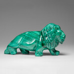 Genuine Polished Malachite Lion Carving // 1.3 lbs