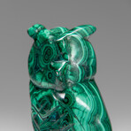 Genuine Polished Malachite Owl Carving // 135.4 g