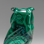 Genuine Polished Malachite Owl Carving // 135.4 g