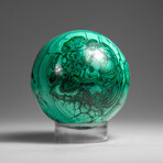 Genuine Polished Malachite Sphere with Acylic Stand // 380 g