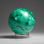Genuine Polished Malachite Sphere with Acylic Stand // 380 g