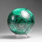 Genuine Polished Malachite Sphere with Acylic Stand // 654.7 g