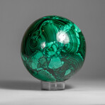 Genuine Polished Malachite Sphere with Acylic Stand // 2.5 lbs