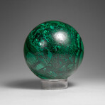Genuine Polished Malachite Sphere with Acylic Stand // 680.2 g