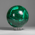 Genuine Polished Malachite Sphere with Acylic Stand // 2.5 lbs