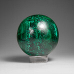 Genuine Polished Malachite Sphere with Acylic Stand // 680.2 g