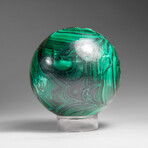 Genuine Polished Malachite Sphere with Acylic Stand // 654.7 g