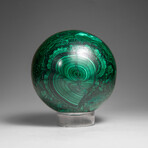 Genuine Polished Malachite Sphere with Acylic Stand // 680.2 g