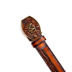 Texas Caiman & Calf Leather Belt // Aged Brown (36)