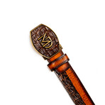 Texas Caiman & Calf Leather Belt // Aged Maple (48)