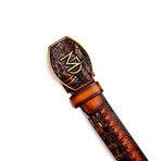 Montana // Caiman & Calf Leather Belt // Aged Brown (48)