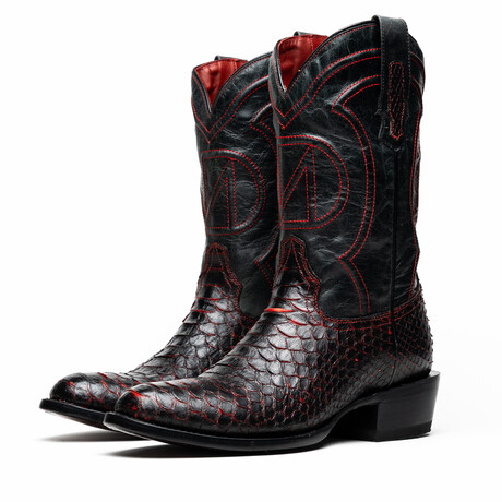 Western Collection Kansas // Python Leather Cowboy Boot // Black Cherry (US: 7)