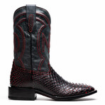 Western Collection Missouri // Python Leather Cowboy Boot // Black Cherry (US: 8)