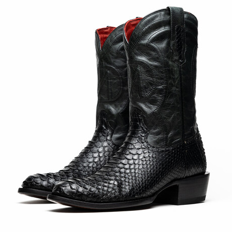Western Collection Kansas // Python Leather Cowboy Boot // Black (US: 7)