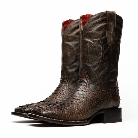 Western Collection Missouri // Python Leather Cowboy Boot // Brown (US: 7)