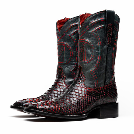Western Collection Missouri // Python Leather Cowboy Boot // Black Cherry (US: 7)