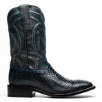Western Collection Missouri // Python Leather Cowboy Boot // Black + Blue (US: 9.5)