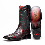 Western Collection Missouri // Python Leather Cowboy Boot // Black Cherry (US: 8)
