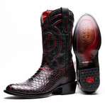 Western Collection Kansas // Python Leather Cowboy Boot // Black Cherry (US: 8.5)