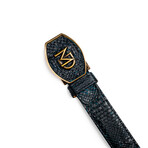 Arkansas // Python Leather Belt // Black + Blue (44)