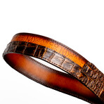 Texas Caiman & Calf Leather Belt // Aged Maple (48)