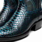 Western Collection Kansas // Python Leather Cowboy Boot // Black + Blue (US: 8.5)