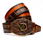 Texas Caiman & Calf Leather Belt // Aged Brown (36)