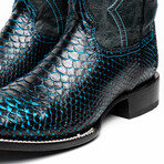 Western Collection Missouri // Python Leather Cowboy Boot // Black + Blue (US: 9.5)