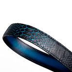 Arkansas // Python Leather Belt // Black + Blue (44)