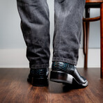 Western Collection Missouri // Python Leather Cowboy Boot // Black + Blue (US: 9.5)