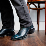 Western Collection Missouri // Python Leather Cowboy Boot // Black + Blue (US: 9.5)