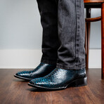 Western Collection Missouri // Python Leather Cowboy Boot // Black + Blue (US: 9.5)